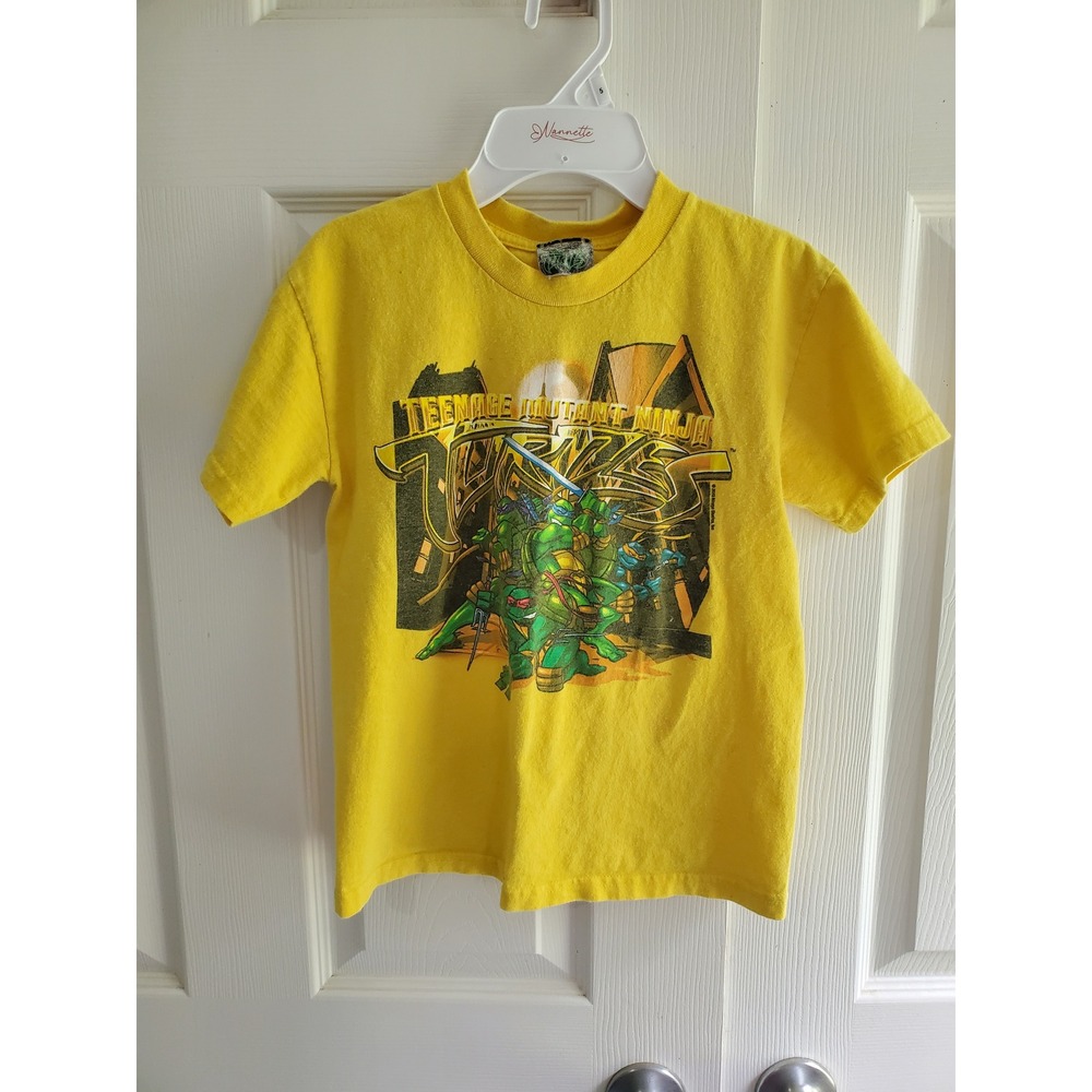 Teenage Mutant Ninja Turtles TMNT Yellow Graphic T-Shirt Boys Size L 7 Cotton